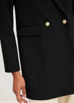 bonprix Blazer^Longblazer mit dekorativen Knöpfen schwarz