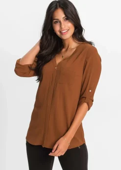bonprix Blusen & Tuniken|Bekleidung·Jacken & Mäntel^Longbluse cognac