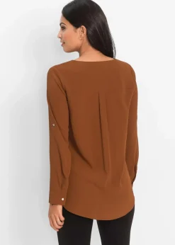 bonprix Blusen & Tuniken|Bekleidung·Jacken & Mäntel^Longbluse cognac