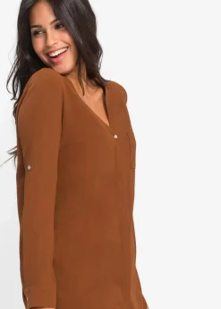 bonprix Blusen & Tuniken|Bekleidung·Jacken & Mäntel^Longbluse cognac