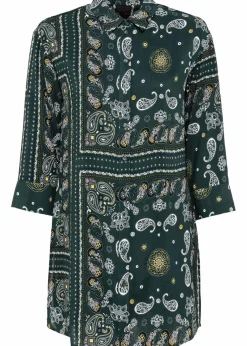 bonprix Bekleidung·Jacken & Mäntel|Blusen & Tuniken^Longbluse dunkelgrün paisley