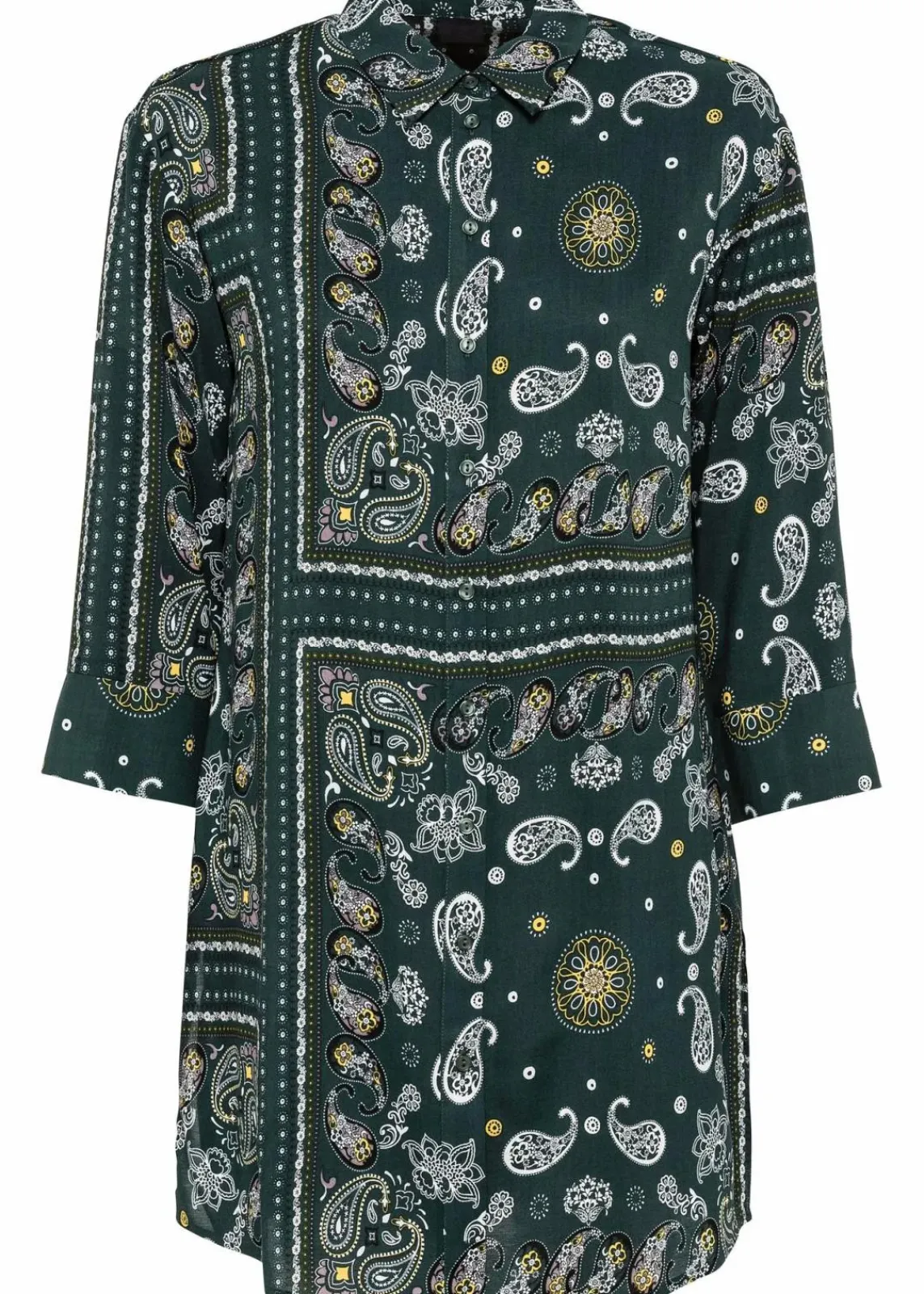 bonprix Bekleidung·Jacken & Mäntel|Blusen & Tuniken^Longbluse dunkelgrün paisley