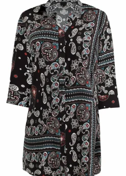 bonprix Blusen & Tuniken|Bekleidung·Jacken & Mäntel^Longbluse schwarz paisley