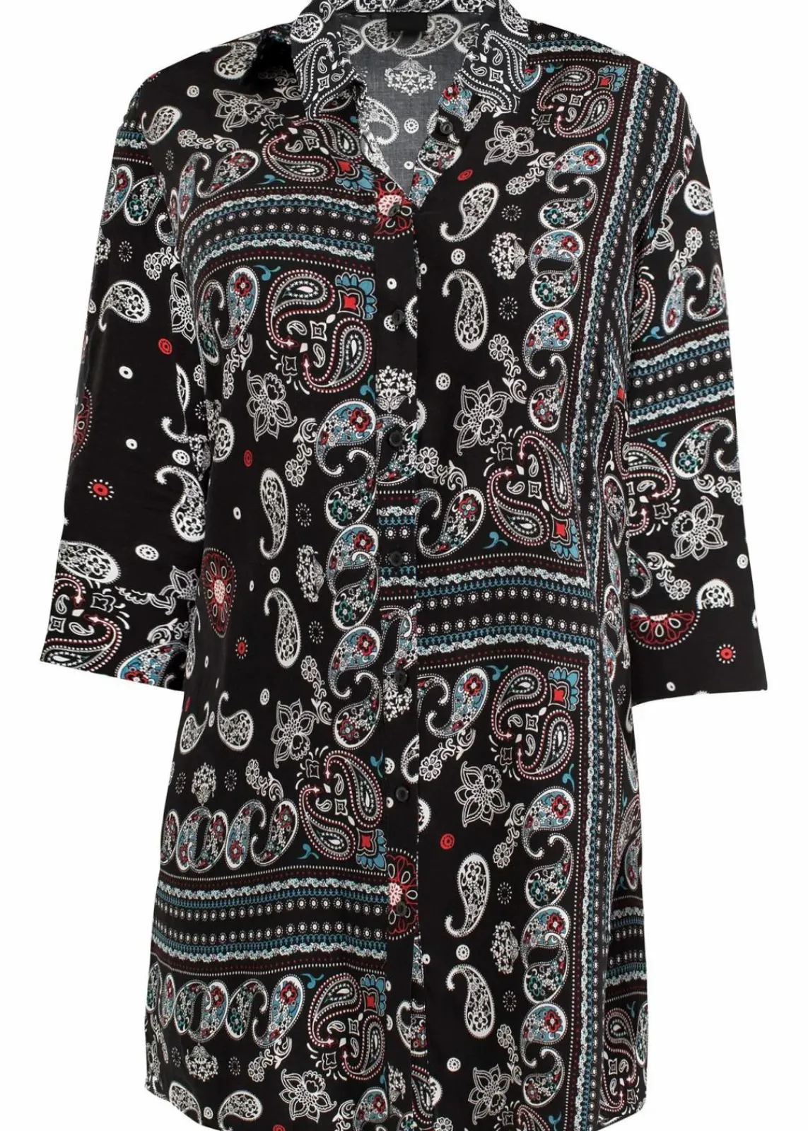 bonprix Blusen & Tuniken|Bekleidung·Jacken & Mäntel^Longbluse schwarz paisley