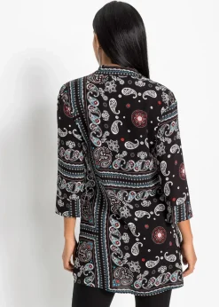 bonprix Blusen & Tuniken|Bekleidung·Jacken & Mäntel^Longbluse schwarz paisley