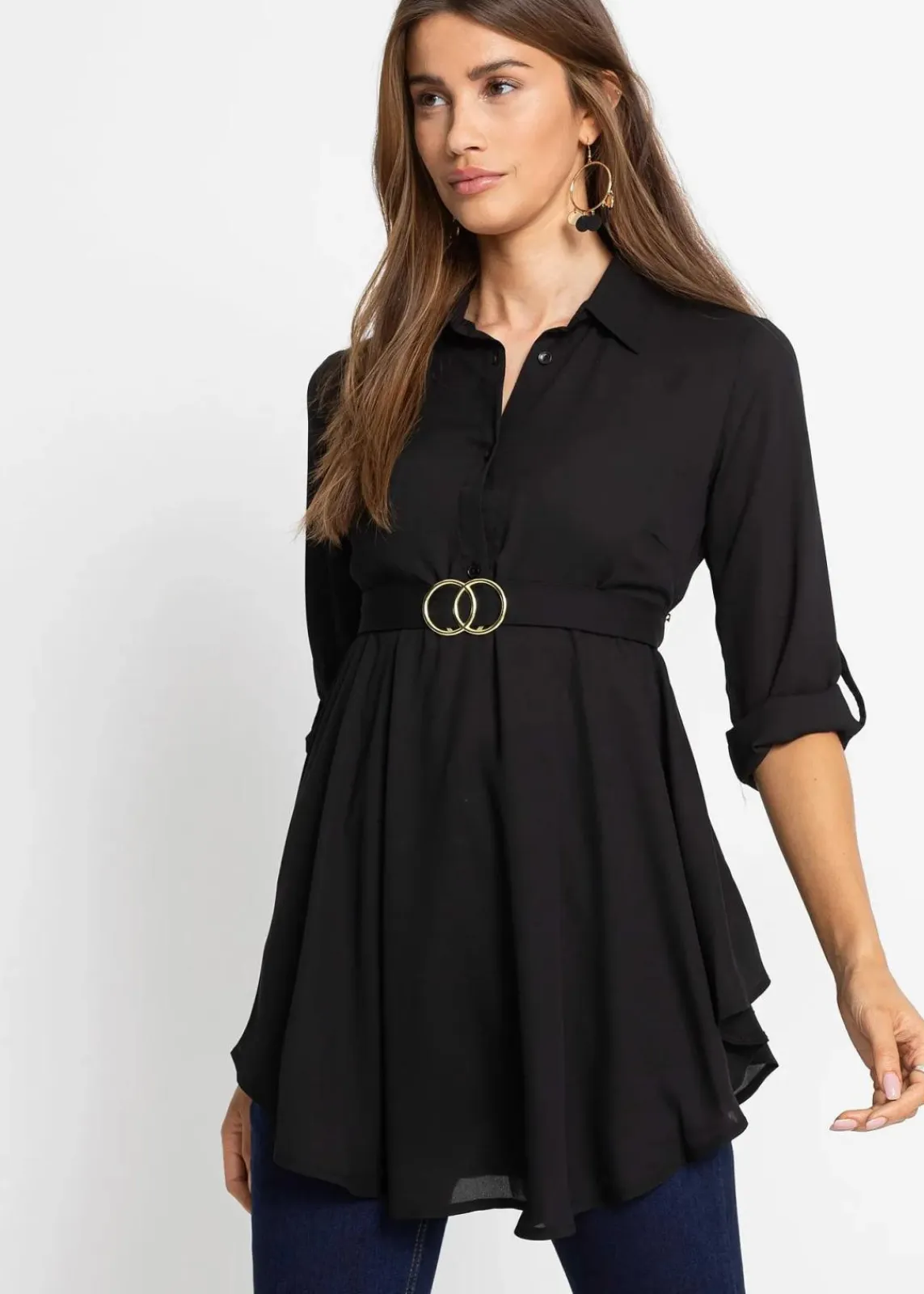 bonprix Bekleidung·Jacken & Mäntel|Nachhaltigere Materialien^Longbluse schwarz