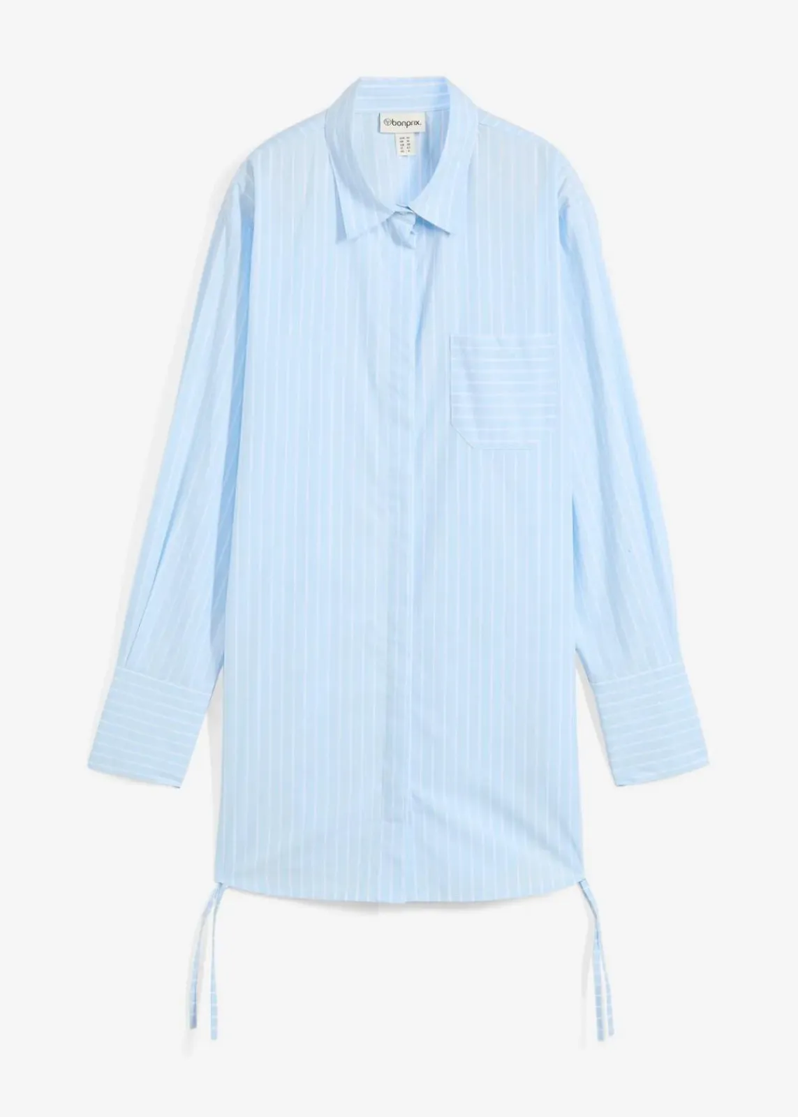 bonprix Blusen & Tuniken|Bekleidung·Jacken & Mäntel^Longbluse aus reiner Baumwolle eisblau/weiß gestreift