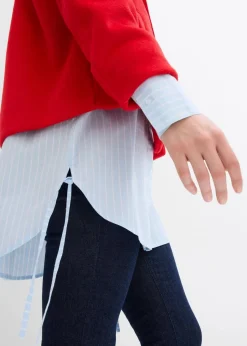 bonprix Blusen & Tuniken|Bekleidung·Jacken & Mäntel^Longbluse aus reiner Baumwolle eisblau/weiß gestreift