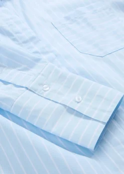 bonprix Blusen & Tuniken|Bekleidung·Jacken & Mäntel^Longbluse aus reiner Baumwolle eisblau/weiß gestreift