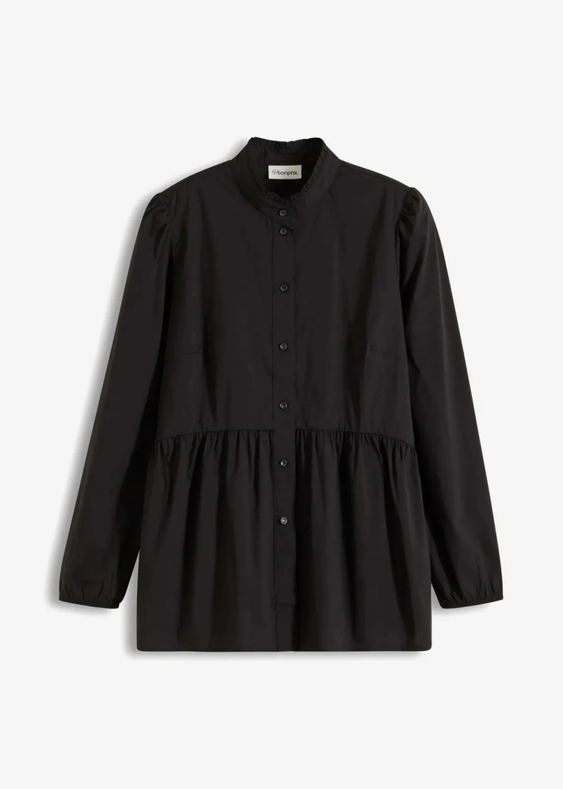 bonprix Blusen & Tuniken|Bekleidung·Jacken & Mäntel^Longbluse aus Baumwoll-Mix schwarz