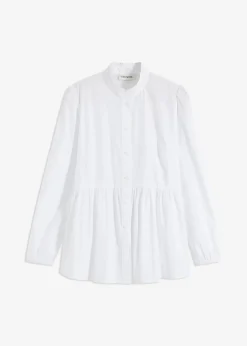 bonprix Bekleidung·Jacken & Mäntel|Blusen & Tuniken^Longbluse aus Baumwoll-Mix weiß
