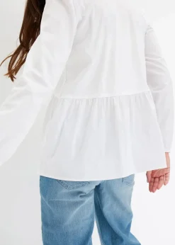 bonprix Bekleidung·Jacken & Mäntel|Blusen & Tuniken^Longbluse aus Baumwoll-Mix weiß
