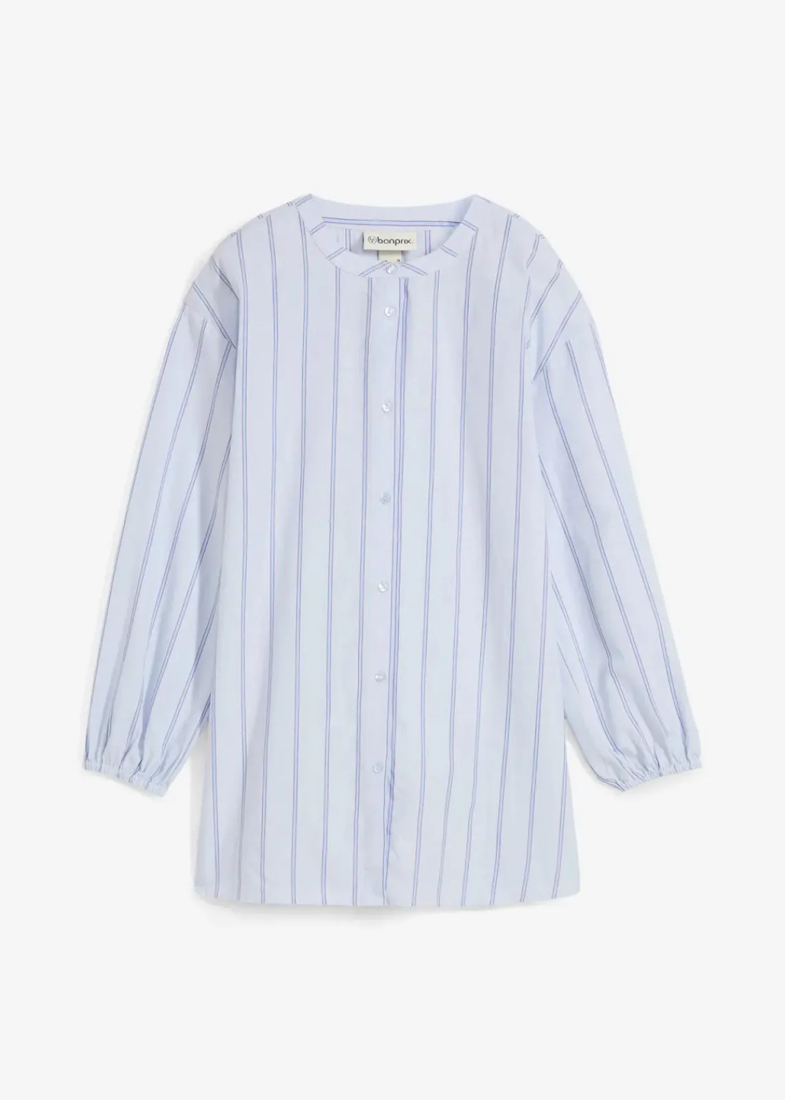 bonprix Blusen & Tuniken|Bekleidung·Jacken & Mäntel^Longbluse aus Baumwollpopeline zartblau längs gestreift