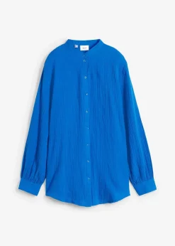 bonprix Blusen & Tuniken|Bekleidung·Jacken & Mäntel^Longbluse aus luftigem Musselin azurblau