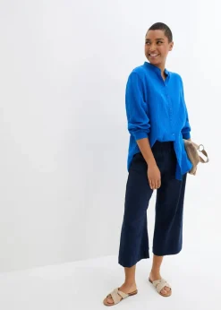 bonprix Blusen & Tuniken|Bekleidung·Jacken & Mäntel^Longbluse aus luftigem Musselin azurblau