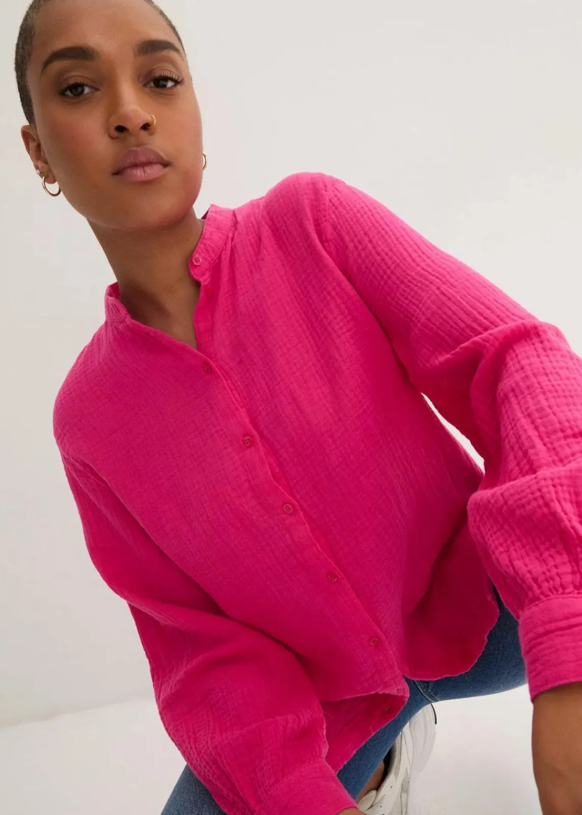 bonprix Blusen & Tuniken|Bekleidung·Jacken & Mäntel^Longbluse aus luftigem Musselin pinklady