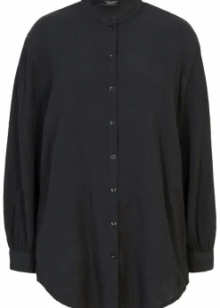 bonprix Bekleidung·Jacken & Mäntel|Blusen & Tuniken^Longbluse aus luftigem Musselin schwarz