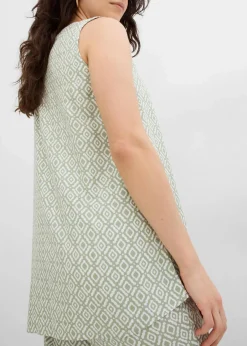 bonprix Blusen & Tuniken|Zweiteiler & Sets^Longbluse aus softer Viskose seegras/wollweiß bedruckt