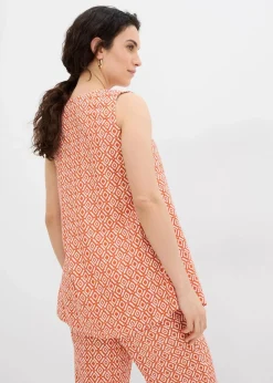 bonprix Bekleidung·Jacken & Mäntel|Zweiteiler & Sets^Longbluse aus softer Viskose zimtrot /wollweiß bedruckt