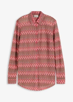 bonprix Zweiteiler & Sets|Blusen & Tuniken^Longbluse in Häkel-Optik pink gemustert