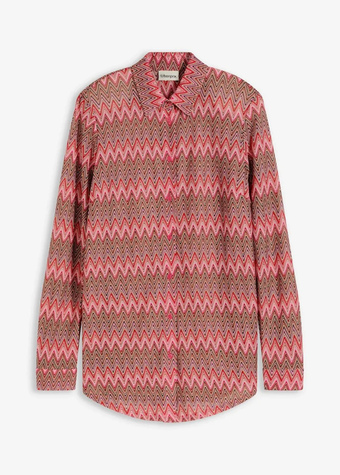 bonprix Zweiteiler & Sets|Blusen & Tuniken^Longbluse in Häkel-Optik pink gemustert
