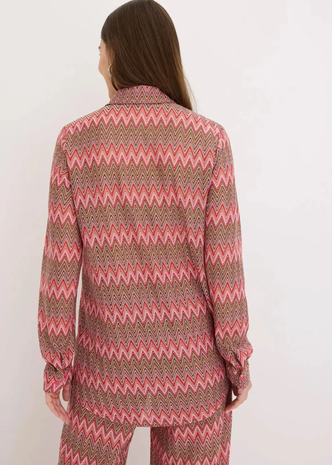 bonprix Zweiteiler & Sets|Blusen & Tuniken^Longbluse in Häkel-Optik pink gemustert