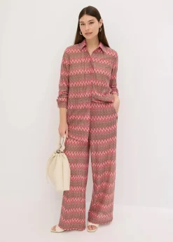 bonprix Zweiteiler & Sets|Blusen & Tuniken^Longbluse in Häkel-Optik pink gemustert