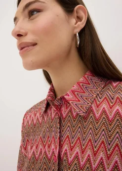 bonprix Zweiteiler & Sets|Blusen & Tuniken^Longbluse in Häkel-Optik pink gemustert