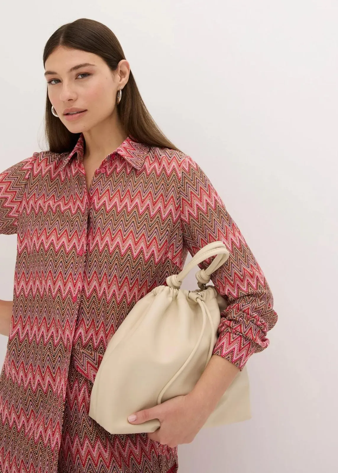 bonprix Zweiteiler & Sets|Blusen & Tuniken^Longbluse in Häkel-Optik pink gemustert
