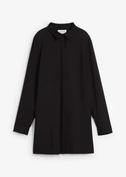 bonprix Bekleidung·Jacken & Mäntel|Nachhaltigere Materialien^Longbluse mit Schlitz aus fließender Viskose schwarz