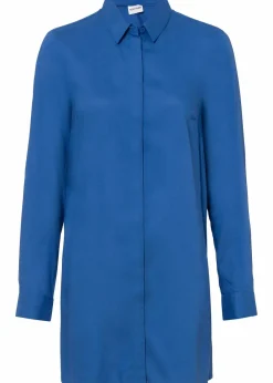 bonprix Blusen & Tuniken|Nachhaltigere Materialien^Longbluse mit Schlitz aus fließender Viskose arktikblau