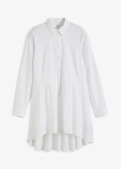 bonprix Blusen & Tuniken|Bekleidung·Jacken & Mäntel^Longbluse mit Volant weiß