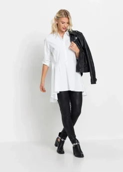 bonprix Blusen & Tuniken|Bekleidung·Jacken & Mäntel^Longbluse mit Volant weiß