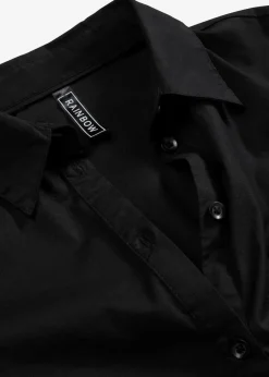 bonprix Bekleidung·Jacken & Mäntel|Blusen & Tuniken^Longbluse mit Volant schwarz