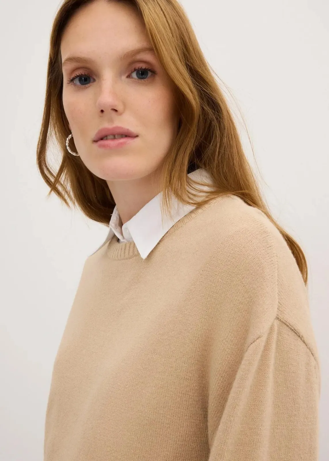bonprix Pullover & Strickjacken|Bekleidung·Jeans^Long-Feinstrickpullover mit Seitenschlitzen aus Viskose-Mix saharabeige meliert