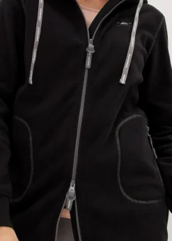 bonprix Jacken & Mäntel|Sweat^Long-Fleecejacke mit Reißverschluss-Taschen schwarz