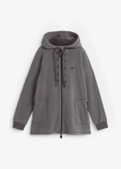 bonprix Jacken & Mäntel|Sweat^Long-Fleecejacke mit Reißverschluss-Taschen schiefergrau