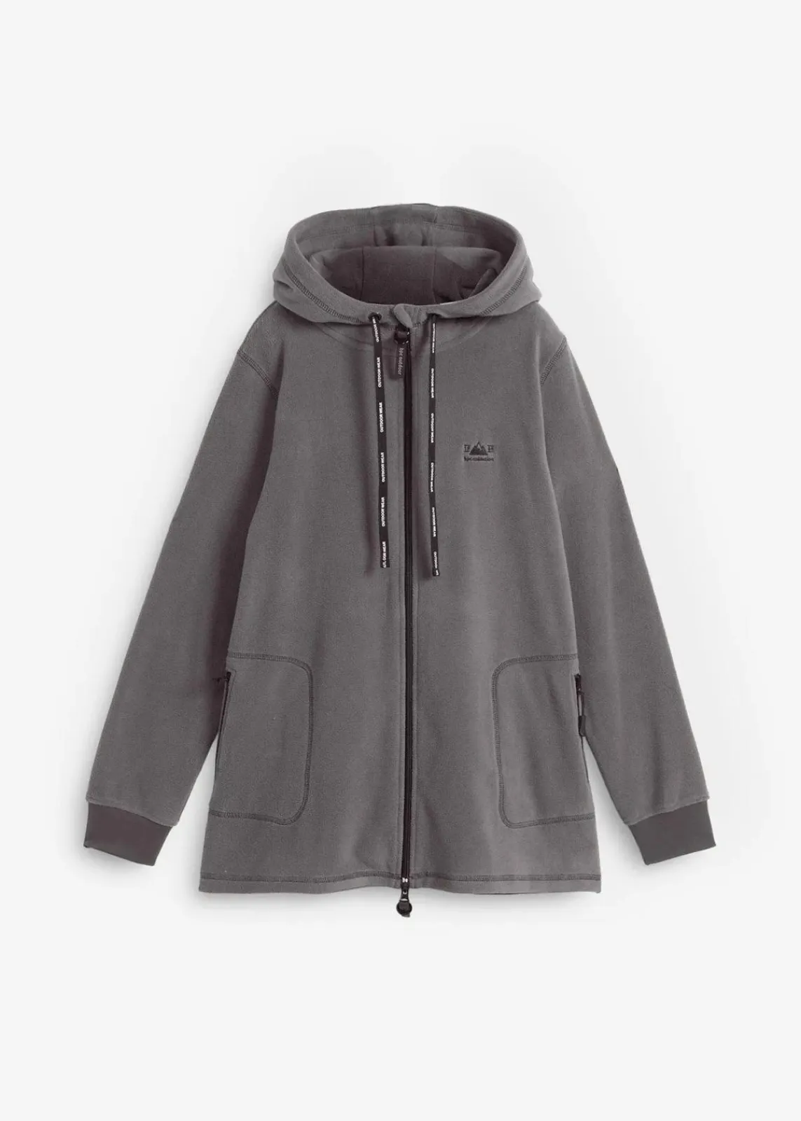bonprix Jacken & Mäntel|Sweat^Long-Fleecejacke mit Reißverschluss-Taschen schiefergrau
