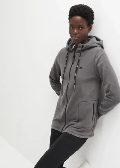 bonprix Jacken & Mäntel|Sweat^Long-Fleecejacke mit Reißverschluss-Taschen schiefergrau
