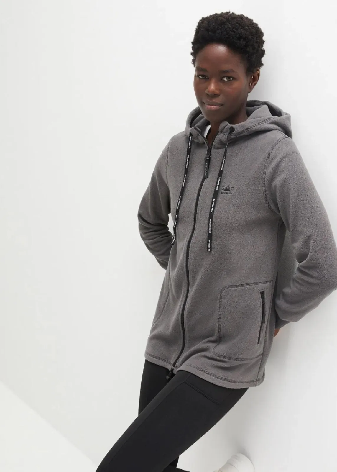 bonprix Jacken & Mäntel|Sweat^Long-Fleecejacke mit Reißverschluss-Taschen schiefergrau