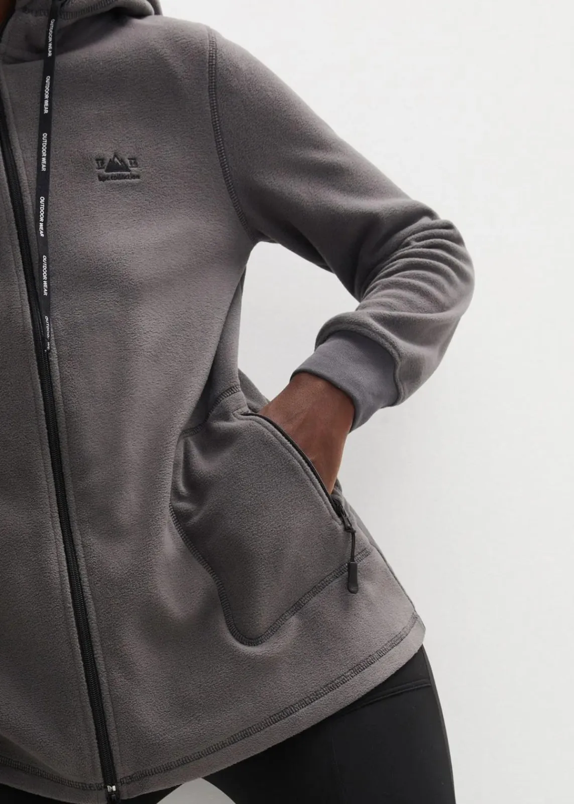bonprix Jacken & Mäntel|Sweat^Long-Fleecejacke mit Reißverschluss-Taschen schiefergrau