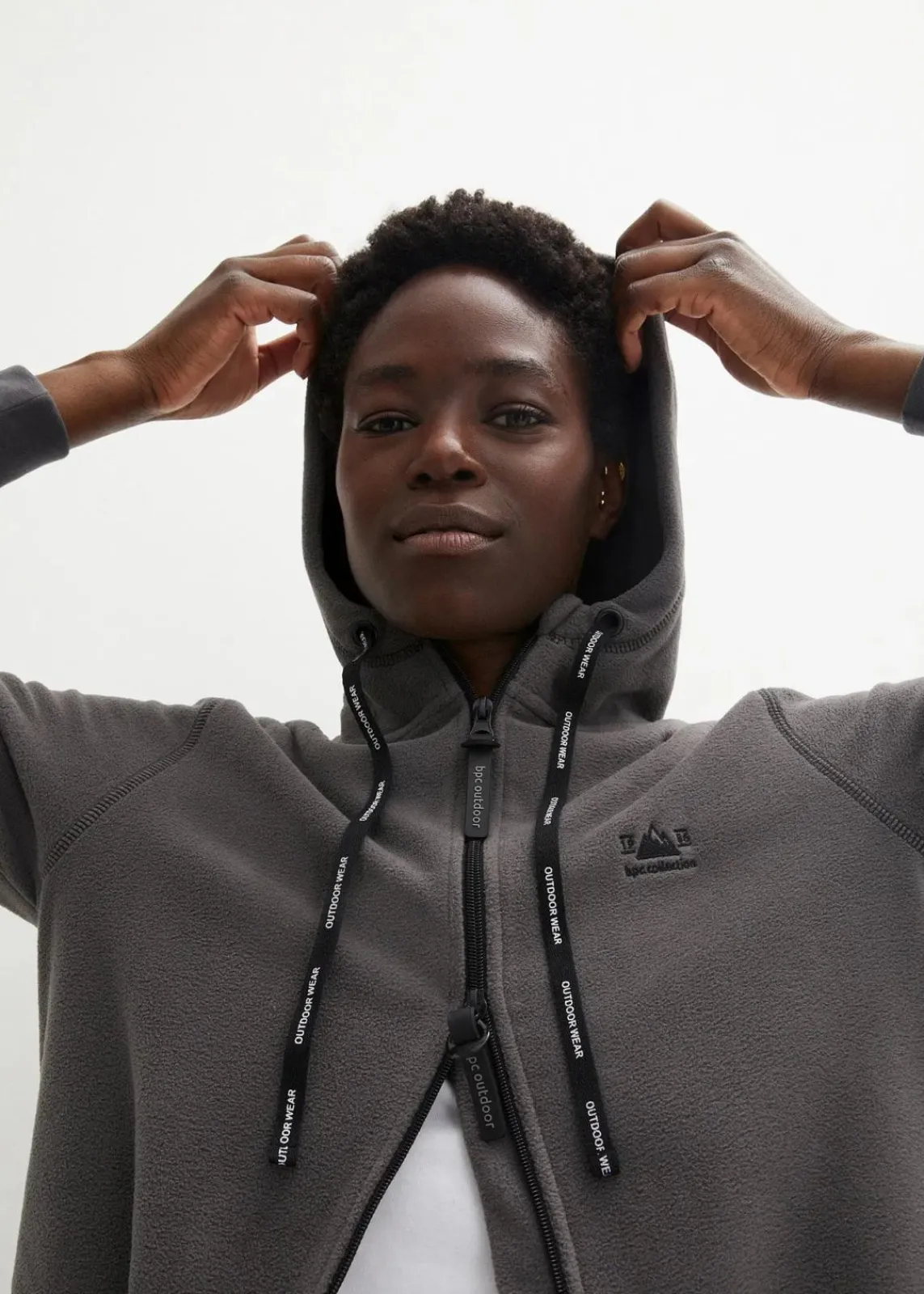 bonprix Jacken & Mäntel|Sweat^Long-Fleecejacke mit Reißverschluss-Taschen schiefergrau