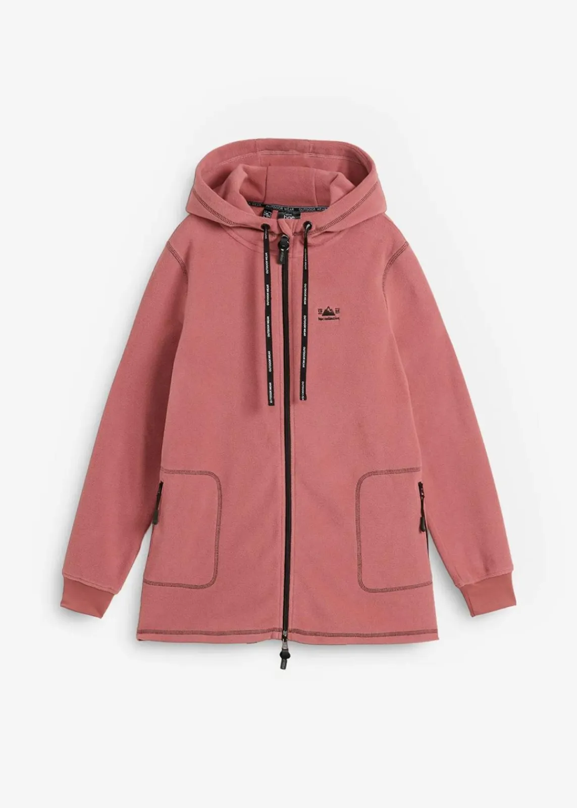 bonprix Jacken & Mäntel|Sweat^Long-Fleecejacke mit Reißverschluss-Taschen softbeere