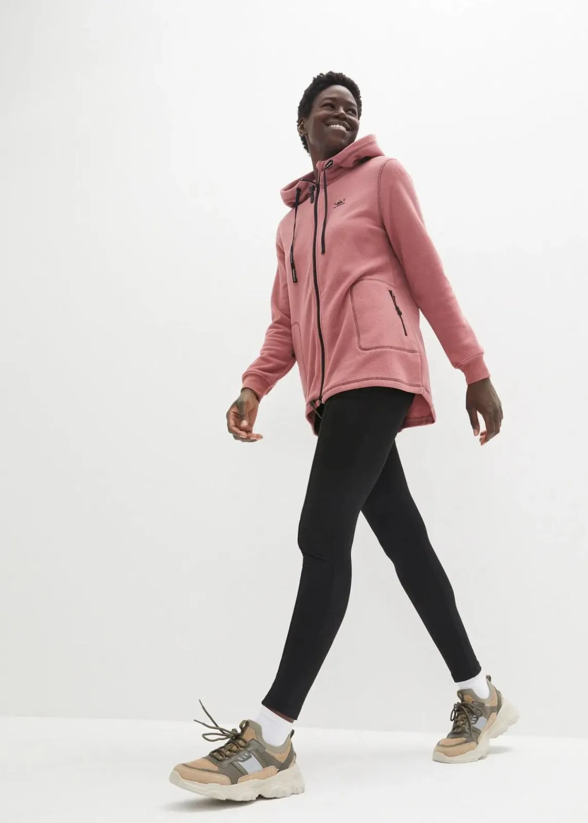 bonprix Jacken & Mäntel|Sweat^Long-Fleecejacke mit Reißverschluss-Taschen softbeere