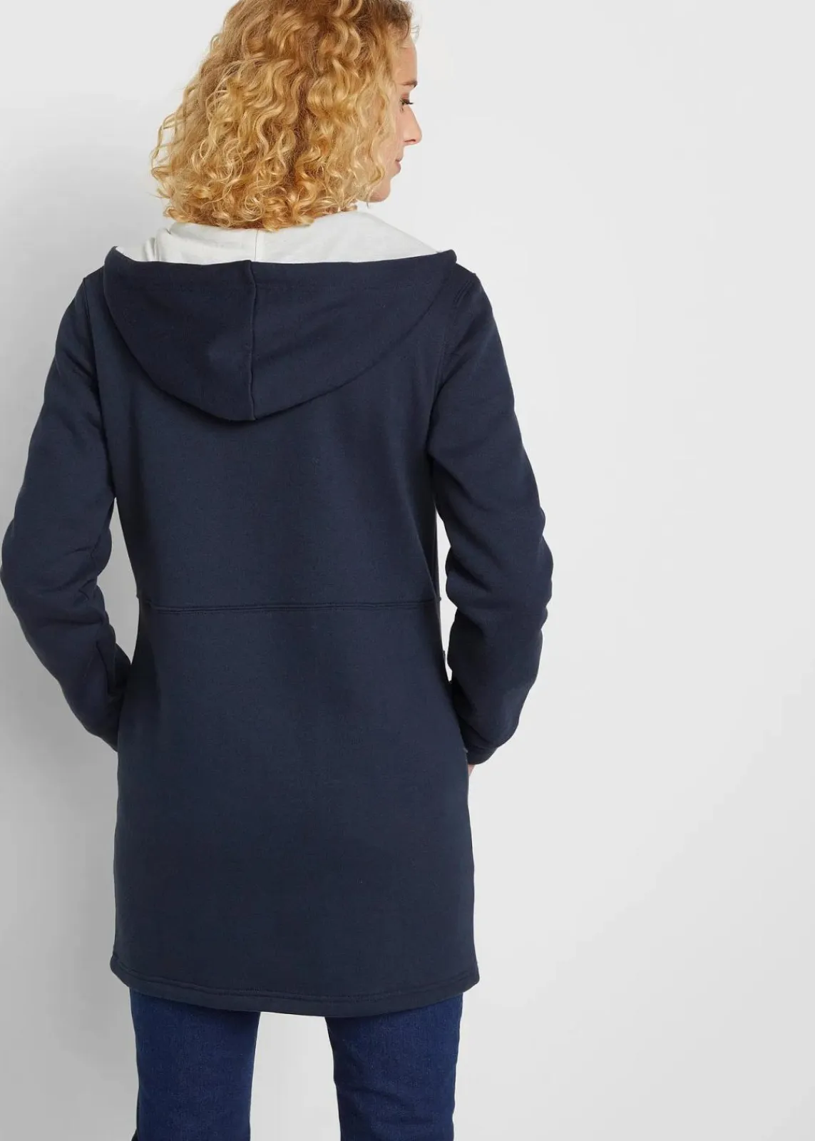bonprix Bekleidung·Blusen & Tuniken|Sweat^Long-Kapuzen-Sweatjacke dunkelblau