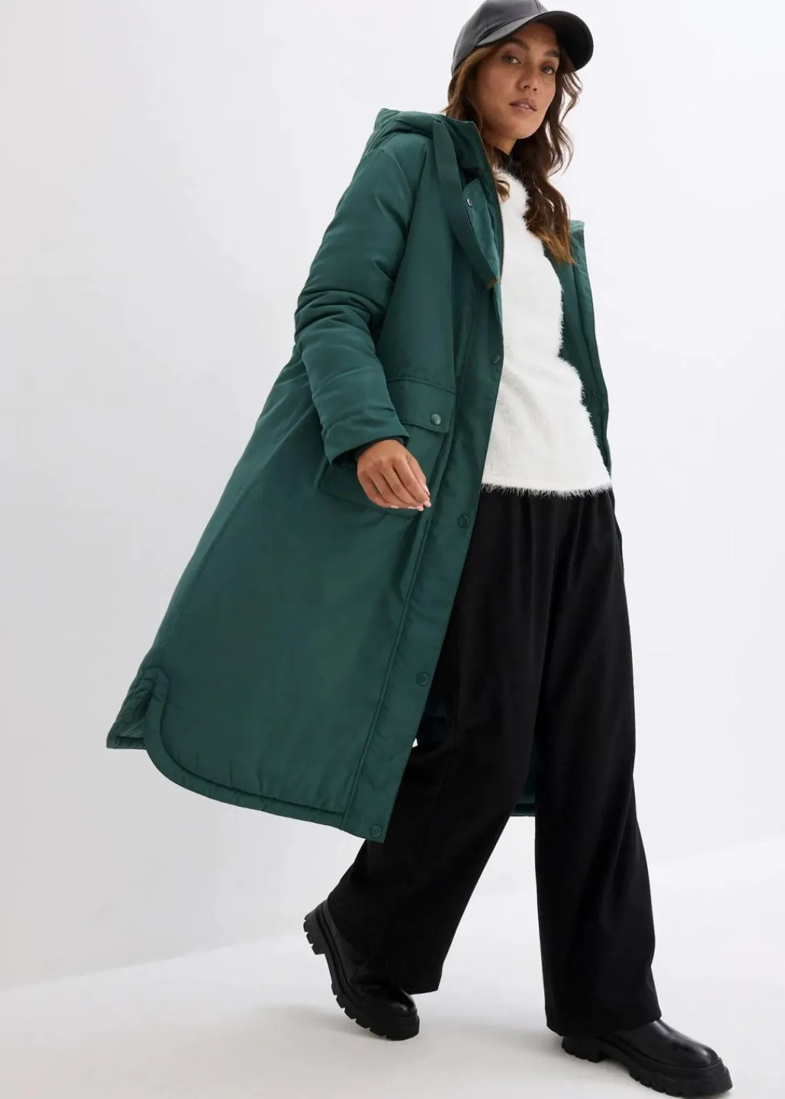 bonprix Nachhaltigere Materialien|Jacken & Mäntel^Long-Parka mattgrün