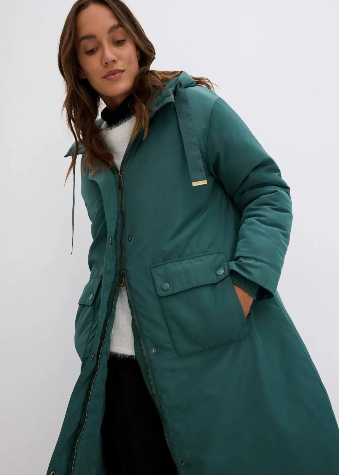 bonprix Nachhaltigere Materialien|Jacken & Mäntel^Long-Parka mattgrün