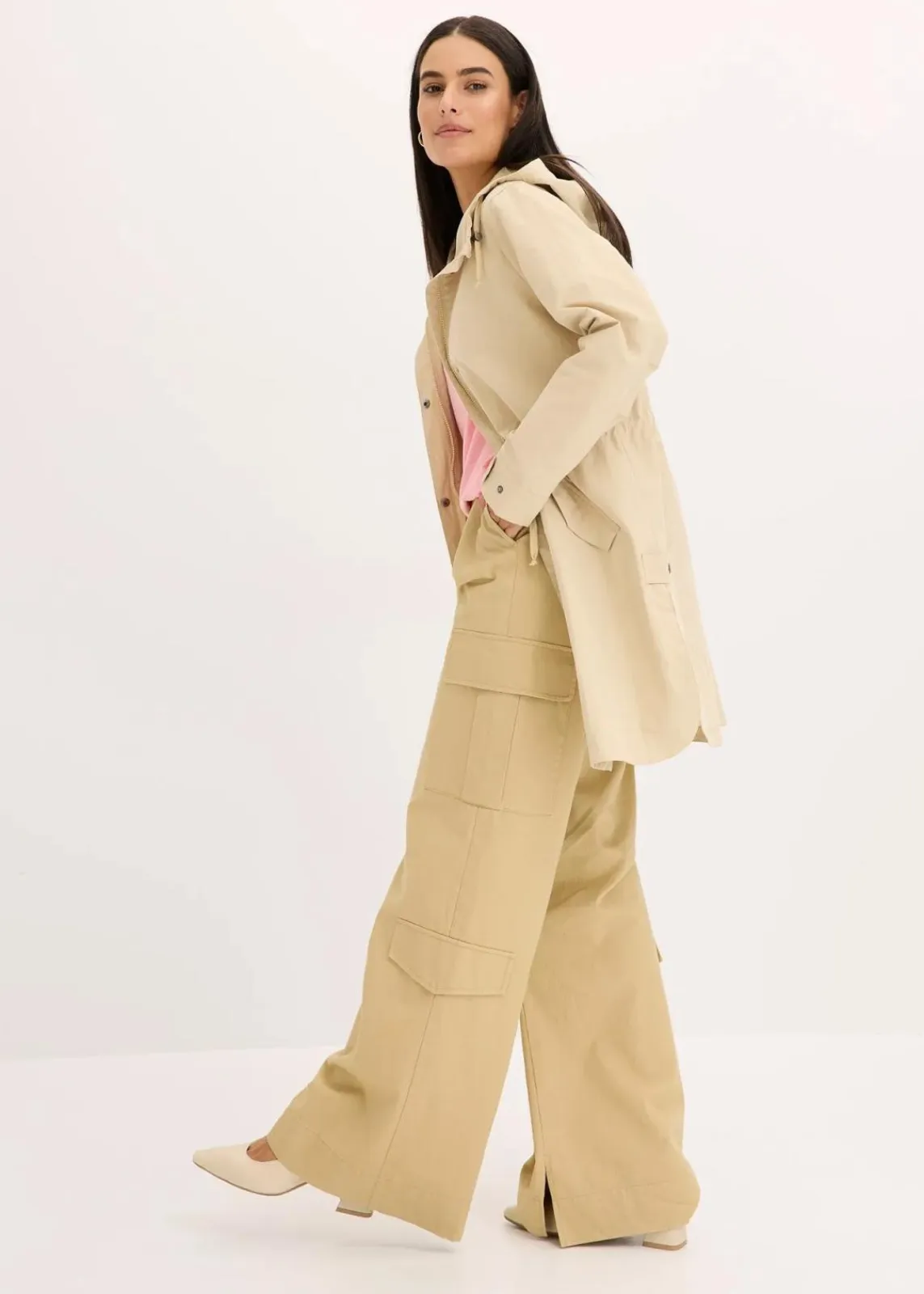 bonprix Jacken & Mäntel^Long-Parka mit Kapuze beige