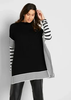 bonprix Bekleidung·Umstandsmode|Bekleidung·Jeans^Longpullover schwarz/wollweiß