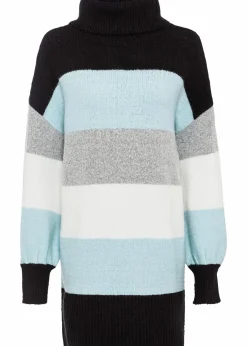 bonprix Bekleidung·Umstandsmode|Strickmode^Long-Pullover schwarz/nebelblau gestreift